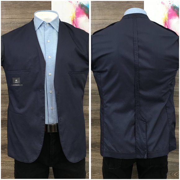 H&M Mens Blazer Sport Coat‎ Two Button Casual Jacket Size 44R Slim Cotton Suits - Picture 7 of 13